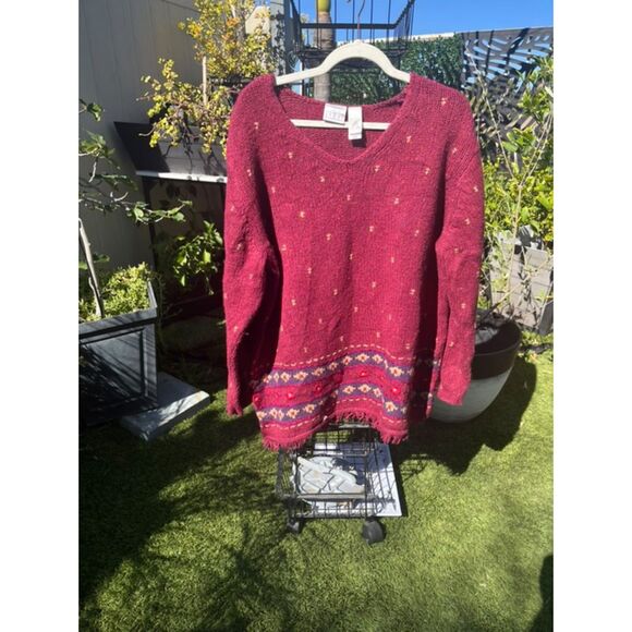 VTG Size 2X Villager Sport Woman Oversized Red Sweater - Picture 3 of 4